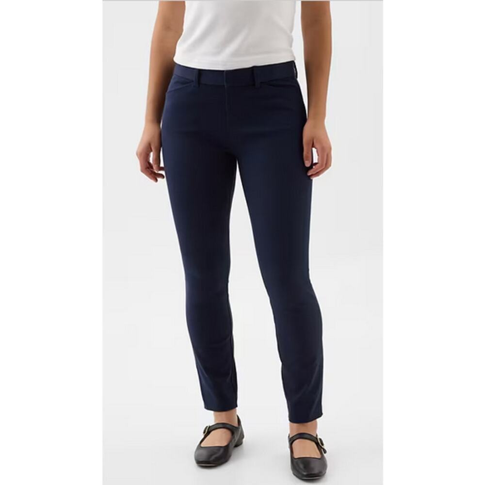 Gap Size 14 Signature Skinny Ankle Mid Rise Pants Black Cotton Blend Pockets
